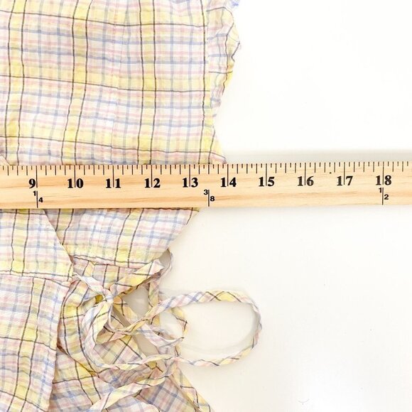 NWT GANNI Seersucker Check Print Wrap Dress in Multicolor Sz 34 / XS - Picture 12 of 13